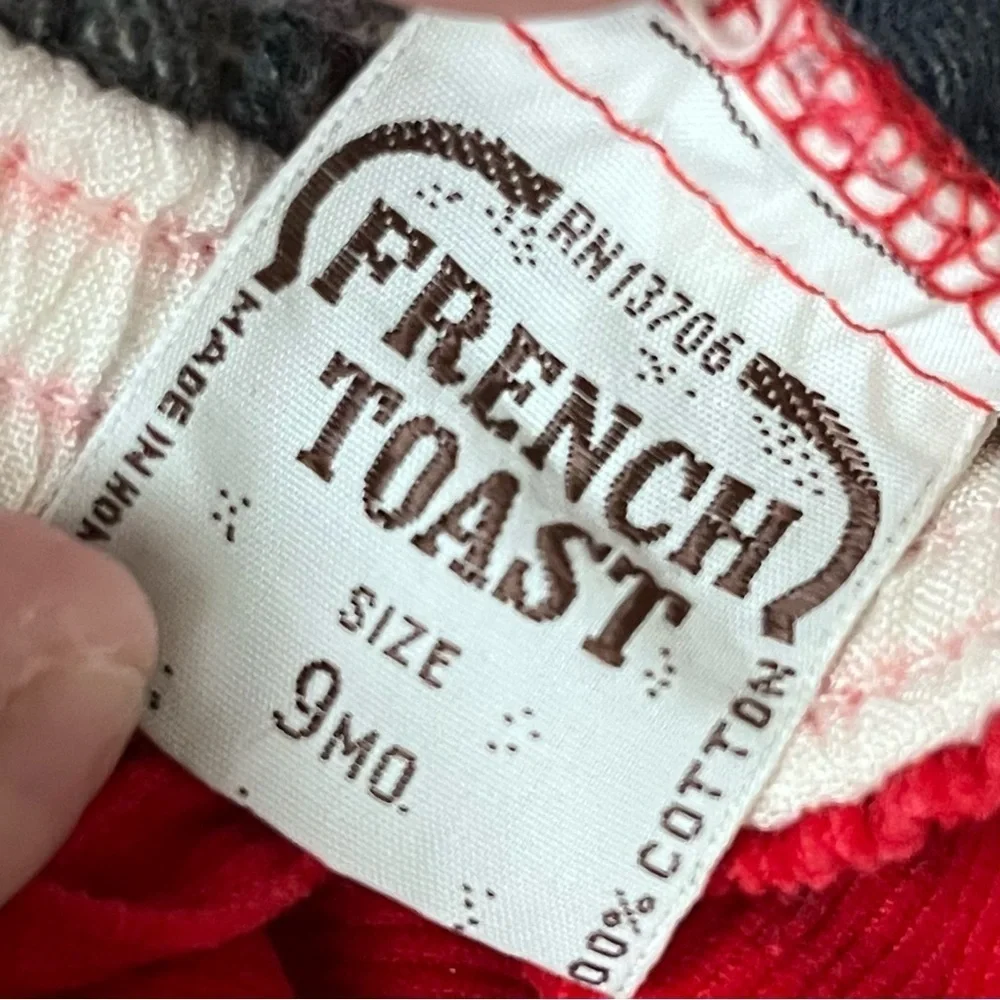 Vintage 80s 90s French Toast Red Corduroy Jumpsuit Overalls Baby 9M Lined